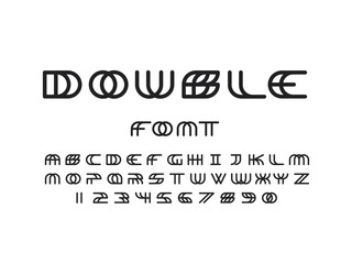 Obraz premium Double font. Vector alphabet