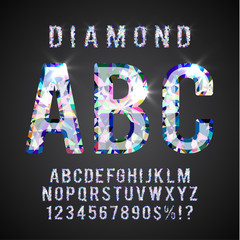 Colorful Diamond ABC. Gemstone styled  alphabet letters collection, vector eps10