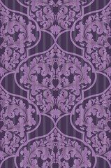 Baroque seamless pattern Vector. Trendy ultra violet colors