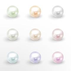 Set of pearls in different colors - eps10 vector