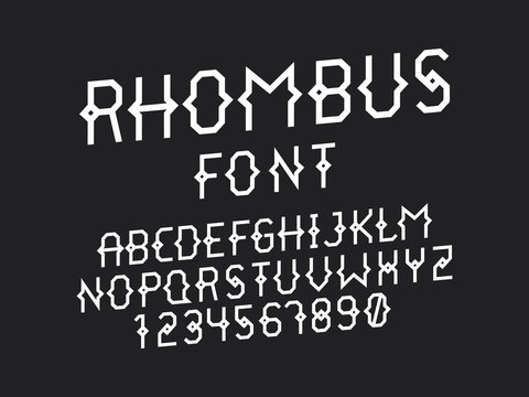 Rhombus font. Vector alphabet