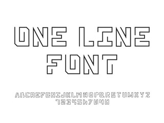 One line font. Vector 