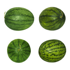 set of fresh green watermelons from Thailand isolated on white