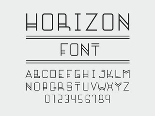 Horizon font. Vector alphabet 