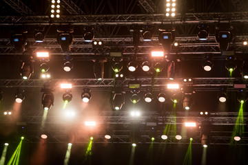 Portrait of concert lights on music stage