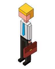 businessman holding briefcase isometric image vector illustration