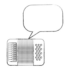 accordion instrument musical speech bubble vintage style vector illustration sketch