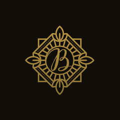 luxury logo template monogram of letter b vector illustration