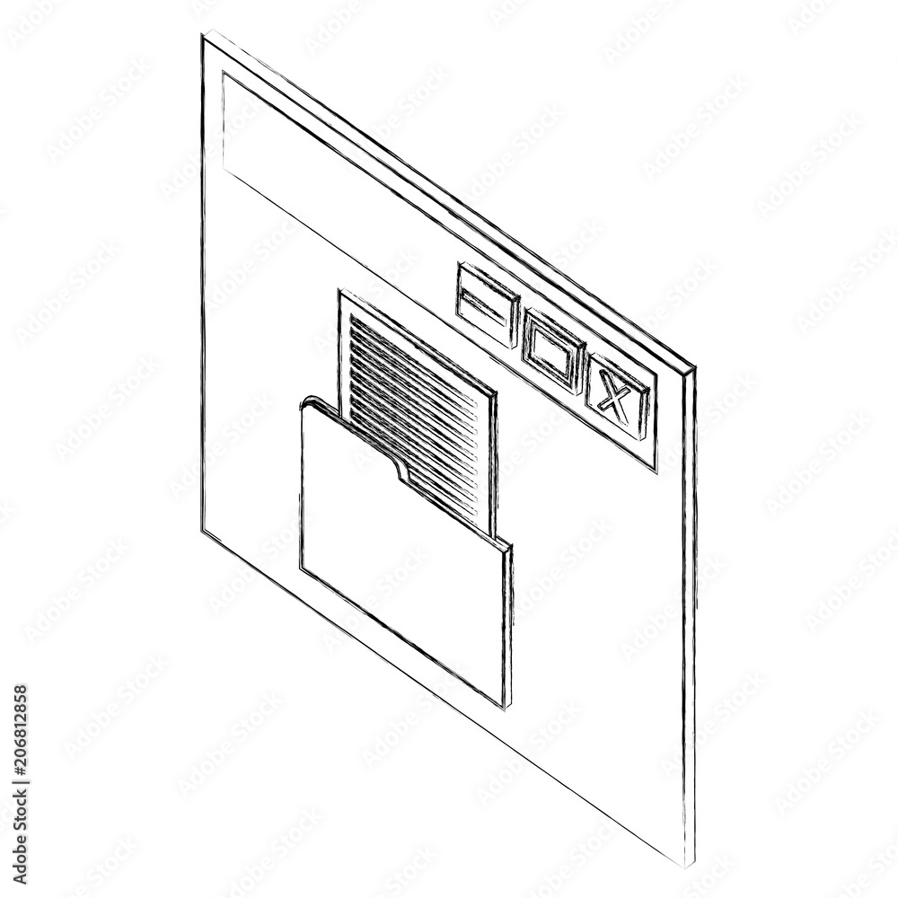 Poster website page folder file document isometric vector illustration sketch