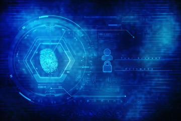 
Fingerprint Scanning Technology Concept 2d Illustration