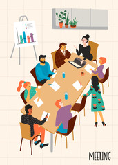 Business meeting. Vectpr illustration with characters.