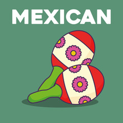 Mexican maracas over green background, colorful design. vector illustration