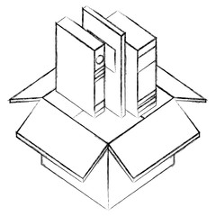 text books in box isometric icon vector illustration design