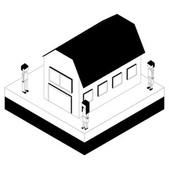 people in the stable isometric avatars characters vector illustration design