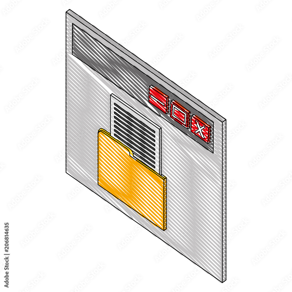 Poster template webpage with folder isometric icon vector illustration design
