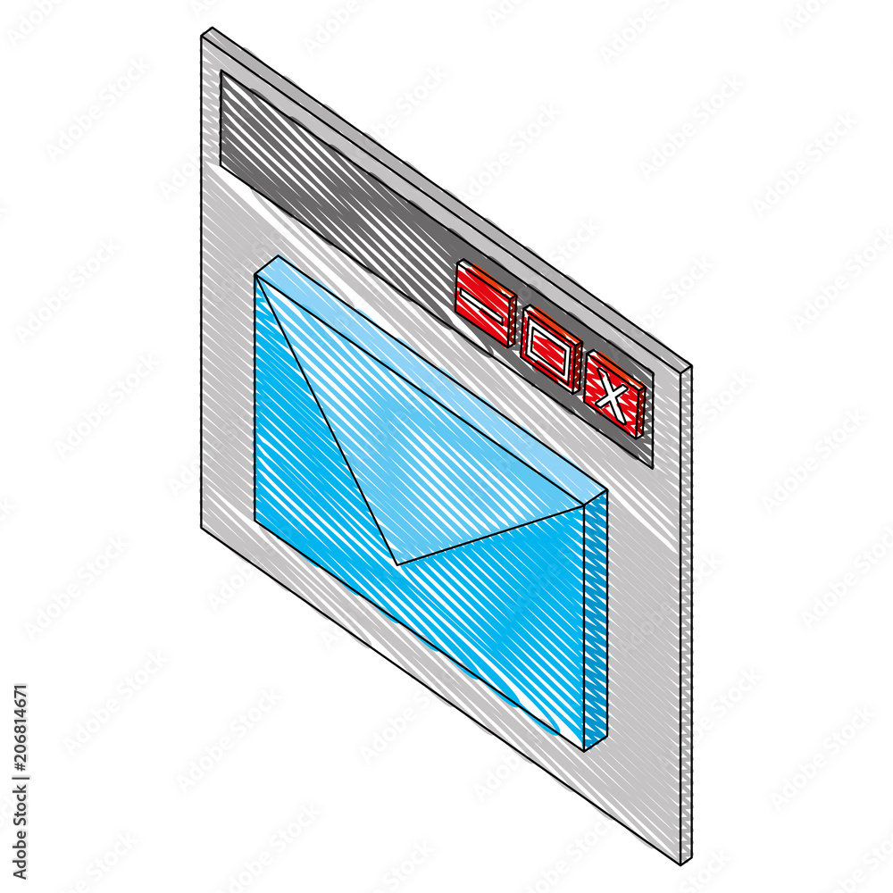 Poster template webpage with envelope isometric vector illustration design
