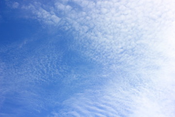 Blue sky background with white clouds.