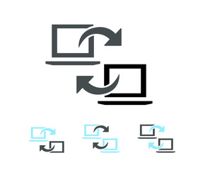 laptop to laptop data transfer icon set