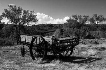Fototapeta na wymiar Farm Wagon West America Black & White