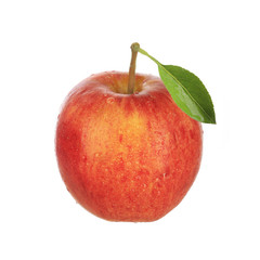 red apple with leaf isolated
