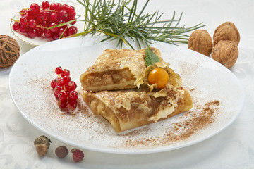 Crepes with filling. A delicious dish.