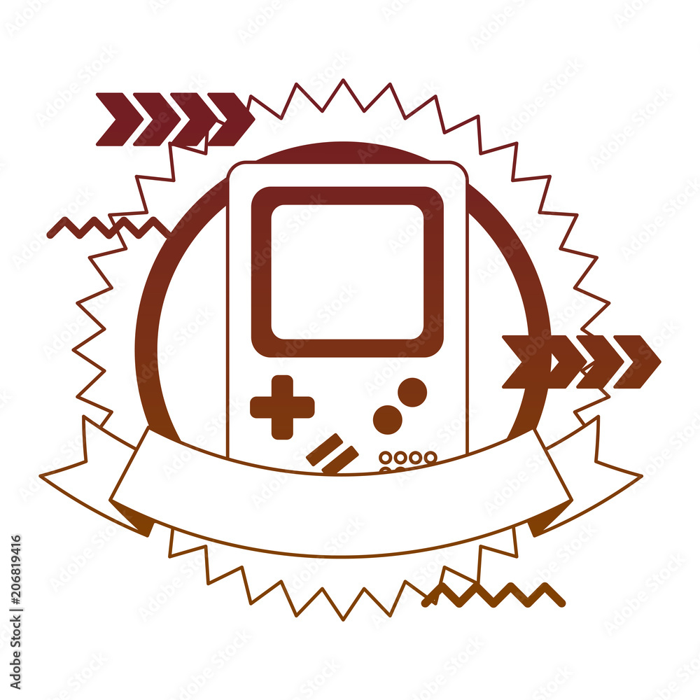 Poster retro game electronic console classical emblem vector illustration