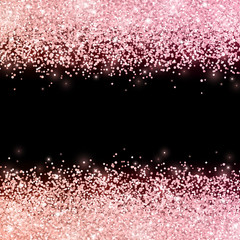 Rose gold glitter with color effect on black background. Vector