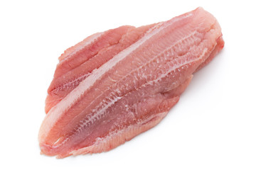 Fillet of Fish Pangasius. Isolated on white background.