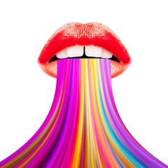 Closeup of beautiful sexy plump woman lips