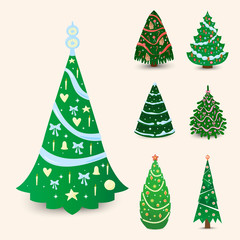 Christmas tree vector ornament star xmas gift design holiday celebration winter season party plant.