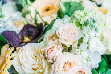 Pink Roses and Gerbera Daisy Flowers Wedding Bouquet