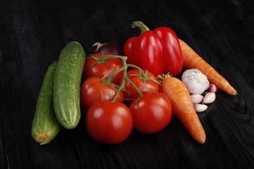 vegetables on wooden background