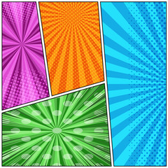 Fototapeta premium Comic book page colorful template
