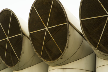 Decorative vents near the modern city building