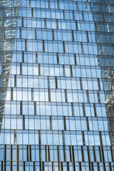 Augmented reality for busines advanced concept. glass skyscraper ,glass wall of office building.