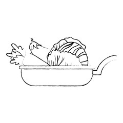 vegetables cooking in kitchen pan vector illustration design