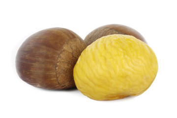 heap of chestnut isolated on white background
