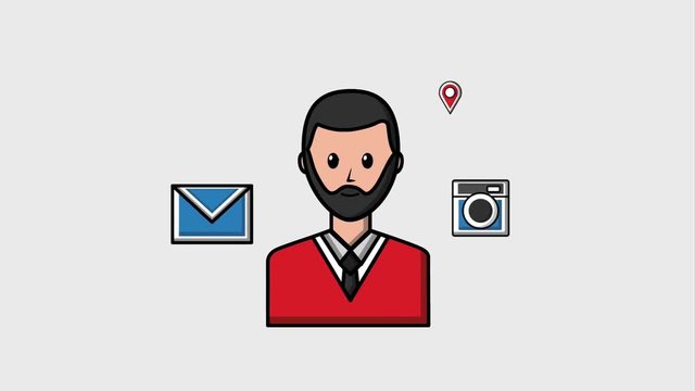bearded man portrait social media media, digital, s viral content animation hd