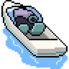 Fototapeta premium vector pixel art beach boat