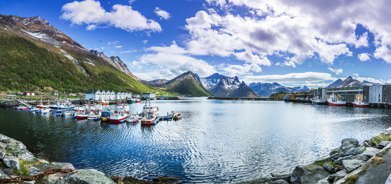 port of Husoy village on Senja Island