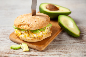 Avocado and egg sandwich