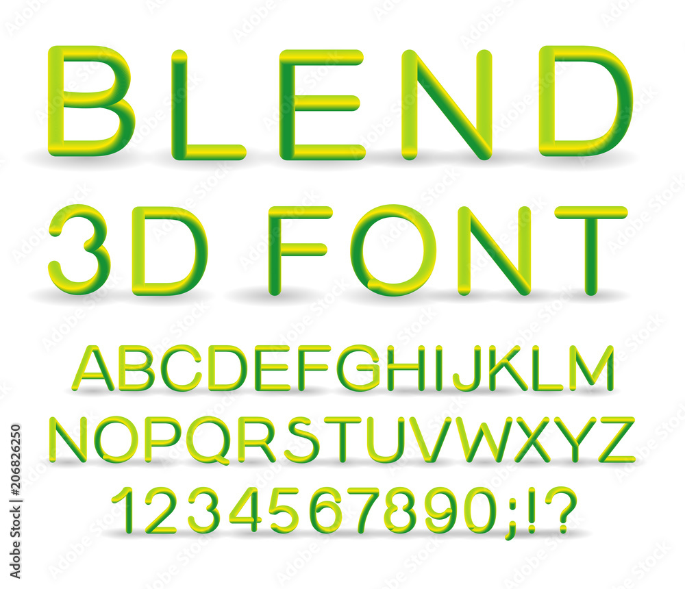 Aufkleber 3d alphabet. vector set of color letters. font with a transition. gradient lettering. transition of 