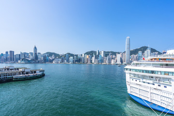 city skyline in hongkong china