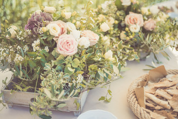 Wedding table setting in rustic style.