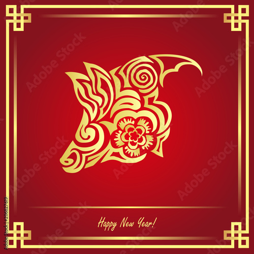 2019 Chinese New Year Year Of The Pig Vector Illustration Of Pig