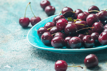 Fresh cherry on plate