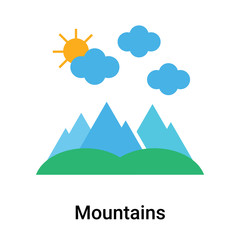 Mountains icon vector sign and symbol isolated on white background