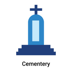Cementery icon vector sign and symbol isolated on white background