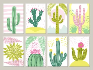Foto op Canvas Cards template with pictures of cactuses © ONYXprj