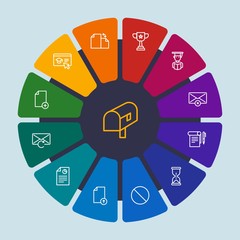 Obraz premium files, email, education Infographic Circle outline Icons Set. Contains such Icons as university, study, college, new, document, data, virtual, reload and more. Fully Editable. Pixel Perfect